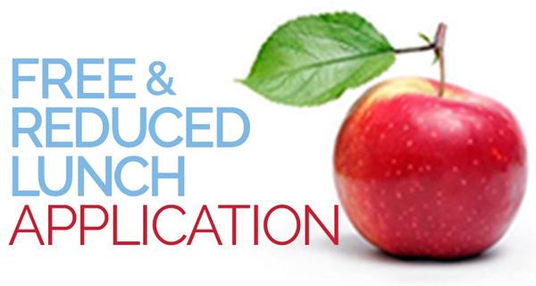  apple next to words free and reduced application with a link to message about how to apply